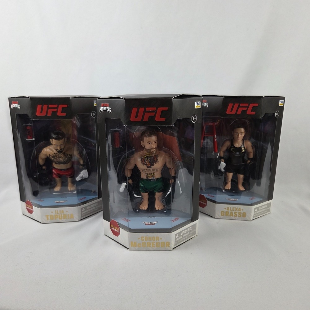 Lot of 3 UFC Octagon Fighters 5" Alexa Grasso, Ilia Topuria, Conor McGregor NIB